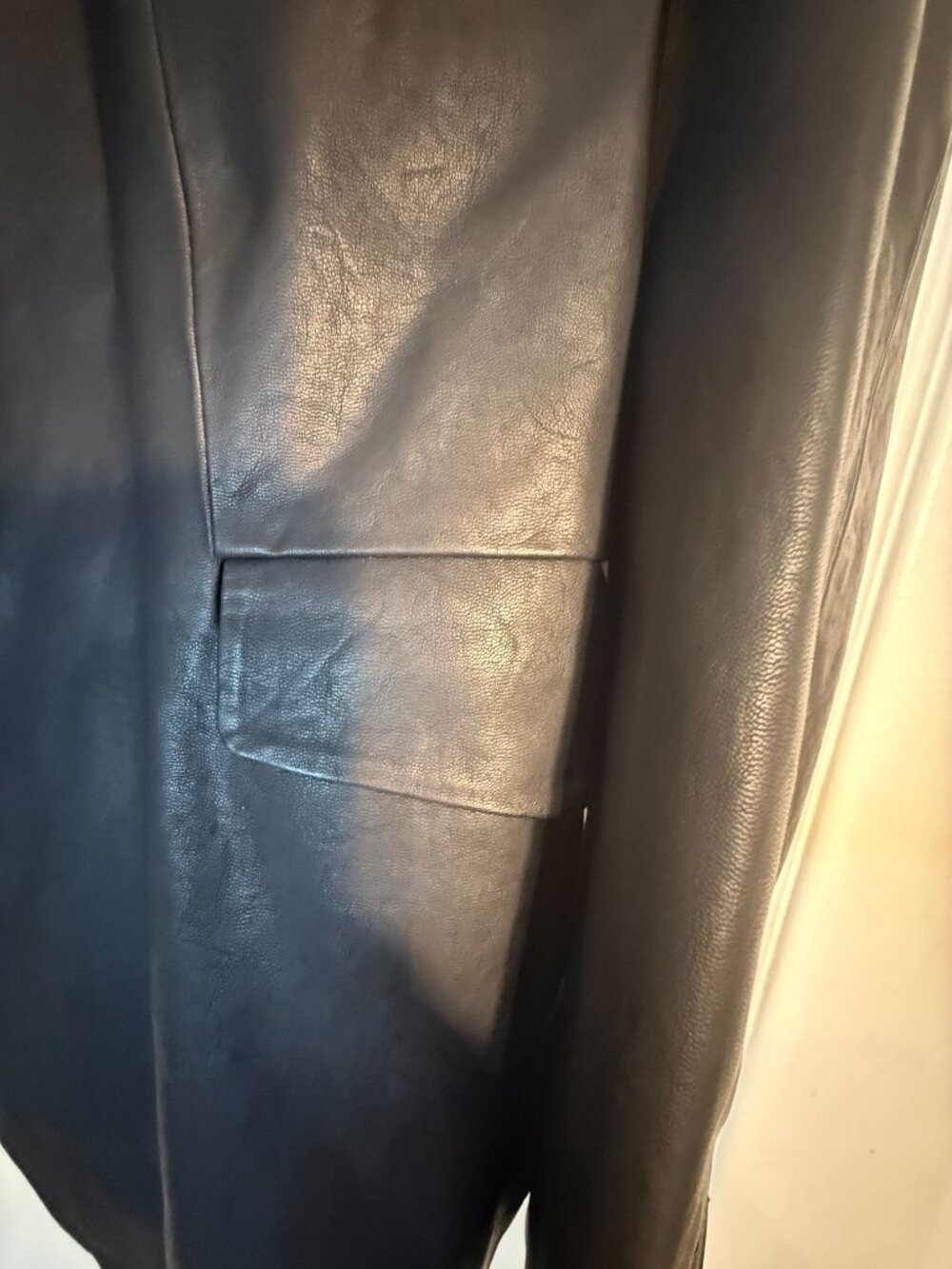 Blank NYC Black Faux Leather Blazer | Single Button | Vegan Leather | Size Small - Picture 8 of 11